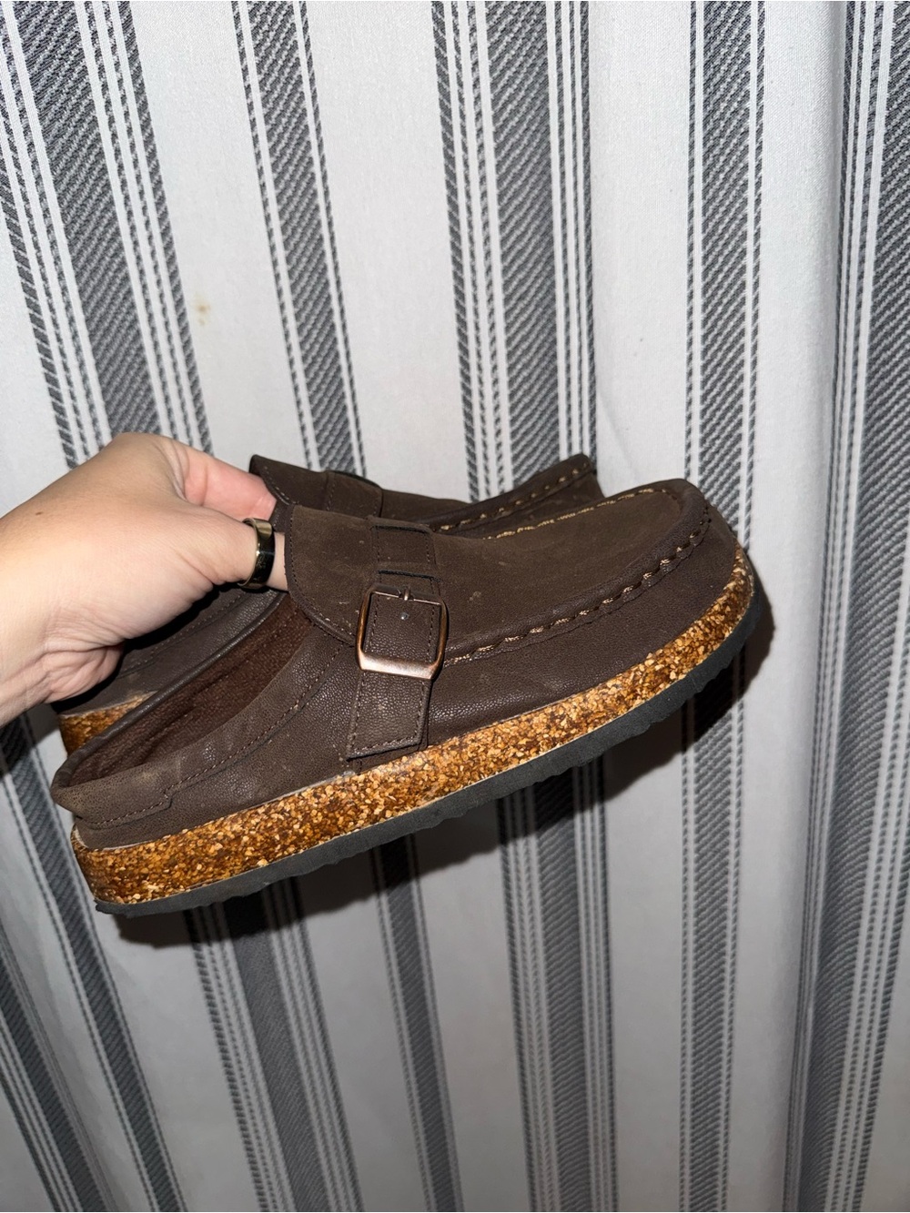 Kids Brown Cork-Soled Moccasin Slip-Ons